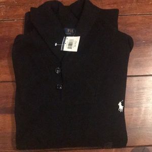 Men’s Polo 2 button sweater Black NWT